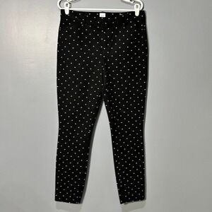 Gap Signature Skinny Ankle Pants Womens 10 Tall Black Polka‎ Dot Stretch Classic